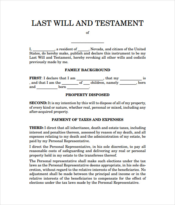 free last will and testament pdf